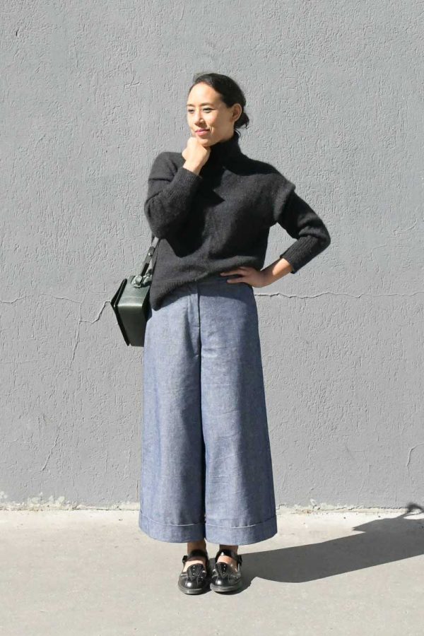 Patron de couture PDF pour femme pantalon taille haute évasé en vidéo Ose Patterns